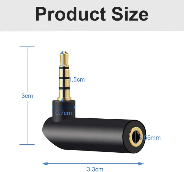 3.5mm AUX Stereo Right-Angle Male to Female Audio Adapter (M66)