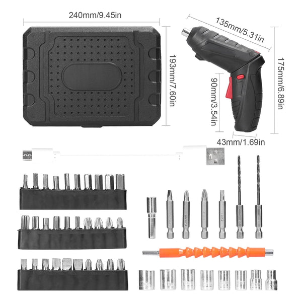 47 in 1 Cordless Screwdriver Electric Tool Set Precision Bit USB Rechargeable (JS62)