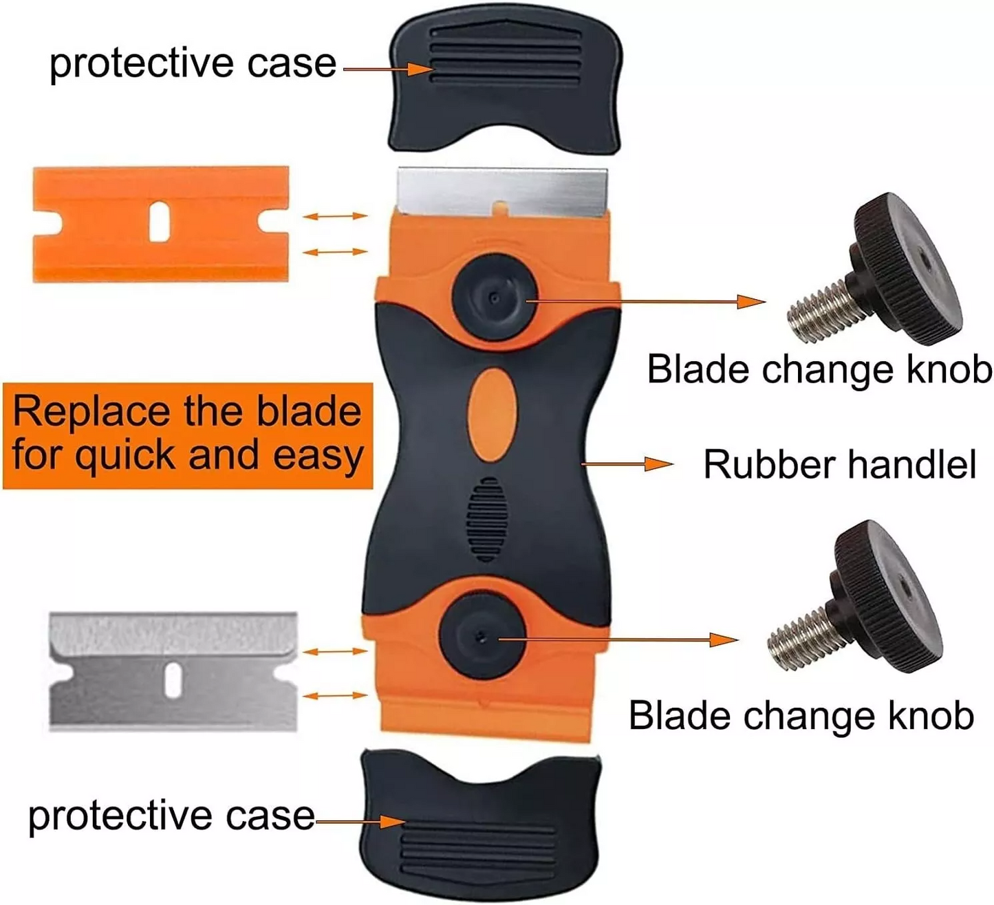 Razor Blade Scraper Double Edged Razor blade Scraping Tool W/ 6 Pcs Paint Scrape VS15-16