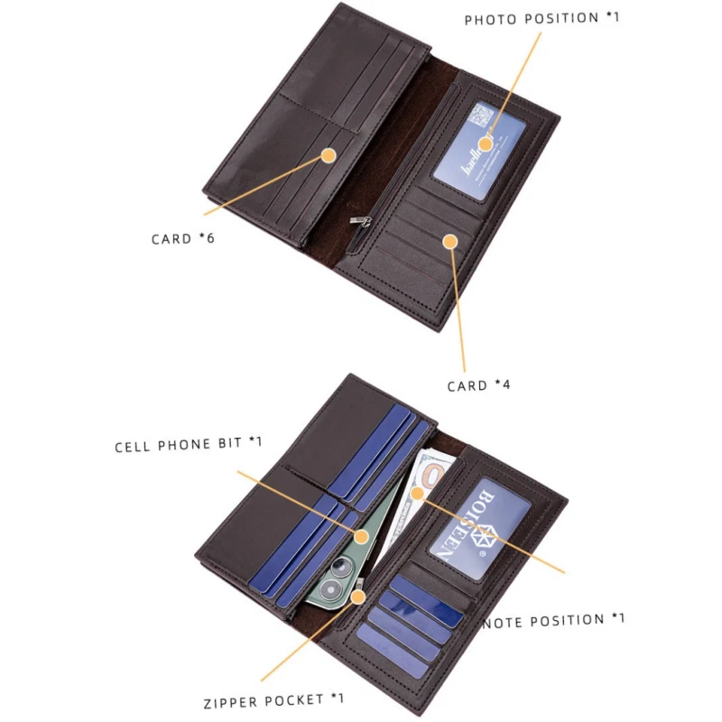 Premium Mens Women PU Leather Long Purse ID Credit Card Wallet Coin Phone Holder NS50-5