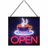 12V OPEN With Coffee Cup LED Sign 40x40cm Ready-Made LED Signs
