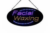 12V Oval 'Facial Waxing' LED Sign 68.5cm x 38cm w/ 3 Modes & Power Adapter Ready-Made LED Signs