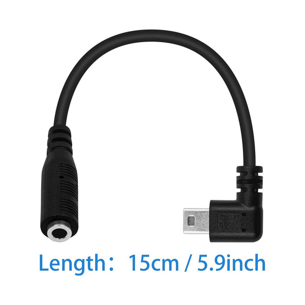 Mini USB Male to Aux Female Adapter (T36) Audio Right Angled 15cm For Mic