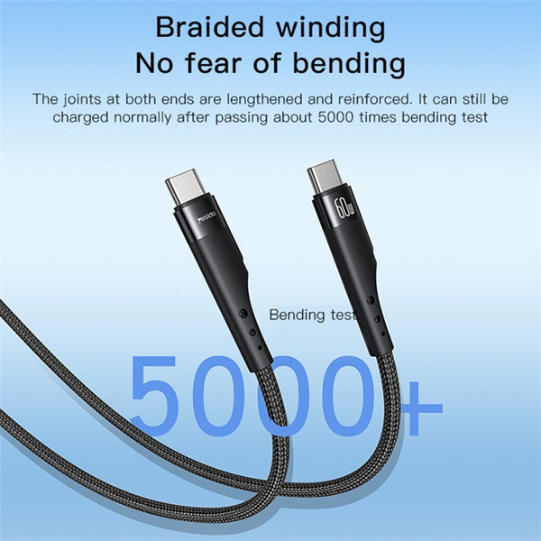 3m Yesido CA116 60W Fast Charging Cord Type C to Type C Braided Data PD Cable