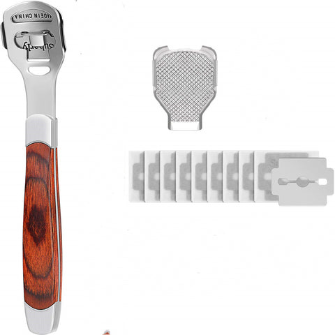 Foot File Hard Skin Remover Tool Callus Shaver Pedicure Tools + Scrubber + Blades (GS12.1)