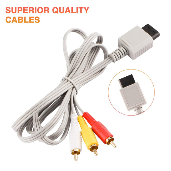 Audio Video RCA AV Cable TV Cord for Nintendo Wii/Wii U/Wii Mini Console 1.8m (JS20.3)