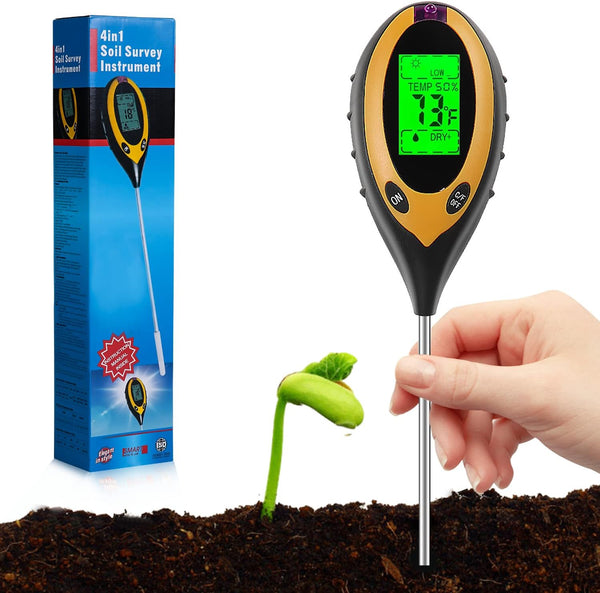 4 in 1 Soil PH Tester Moisture Sunlight Light Test Meter for Garden Plant Lawns Tool