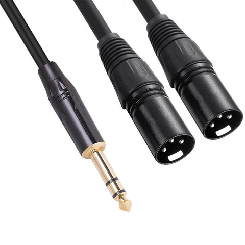 6.35mm 1/4inch TRS Male to 2 Dual XLR Male Stereo Balanced Y Splitter Cable 1-2m