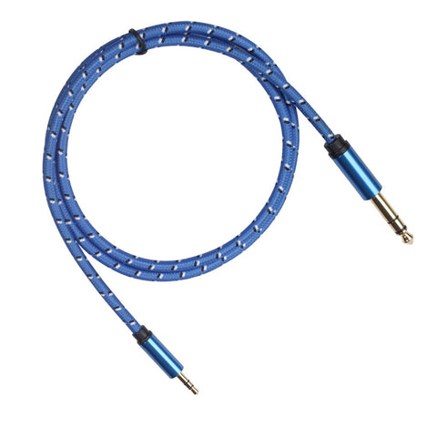 1M Blue Fabric 3.5mm To 6.35mm1/4 inch Stereo Amplifier Guitar Audio Lead