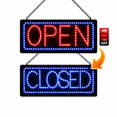 HQ 12V Epoxy 'Open | Closed' LED Sign 48cm x 24cm w/ 2 Modes & Power Adapter Ready-Made LED Signs