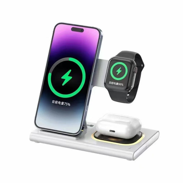 15W 4 in 1 Wireless Quick Charger Magnetic Dock For iPhone, Airpods & Apple Watch