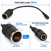 30cm DC Female 5.5mm x 2.1mm to car Cig Lighter Adapter Car Accessories