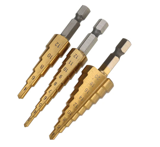 3 Piece Straight Step Drill Bit (FS02) 3-12 4-12 20mm Tools Set