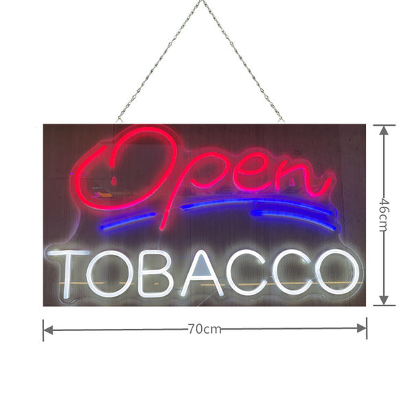 Tobacco Open LED Sign For Cigarette Shop 70x46cm W/12V Power Supply