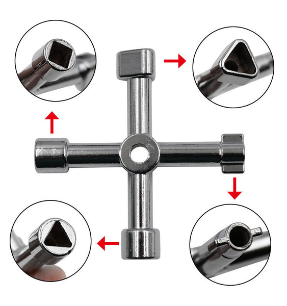 4 In 1 Universal Sliver Cabinet Cross Wrench Key (FS11) Triangle Lift Tool