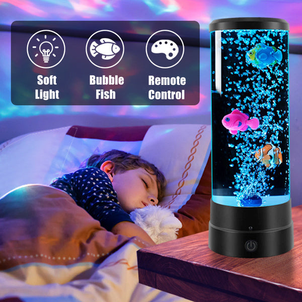 Bubble Golden Fish RGB Lamp Aquarium W/Remote Control Lava Lamp Gadgets
