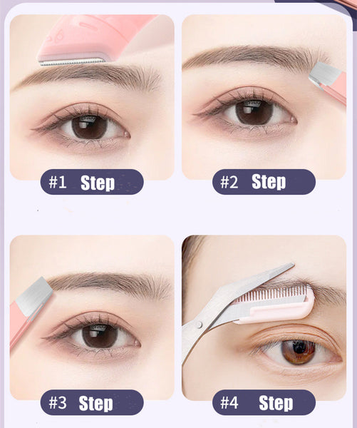 4 in 1 Professional Stainless Steel Eyebrow Hair Tool Set (JS71)