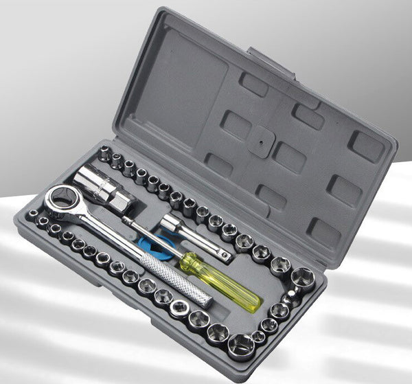 40pcs 1/4" & 3/8" Metric Size Spanner Kit Drive Socket Wrench Ratchet Tool Set (JS79)