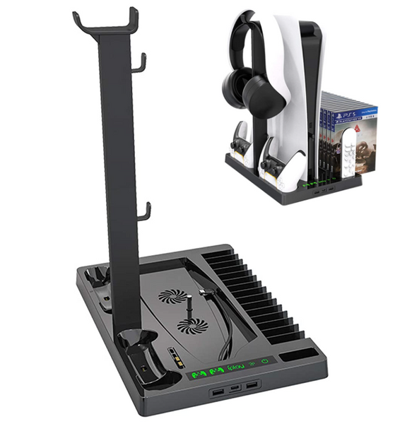 Vertical Cooling Fan Table Stand Dual Controller Charger Dock Station for PS5