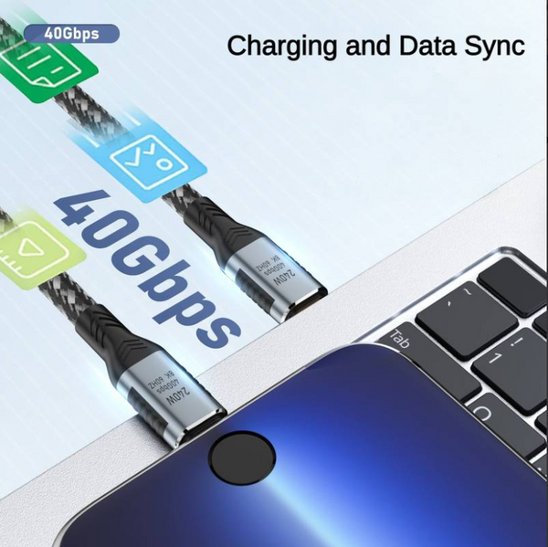 USB 4.0 Type-C 240W PD3.1 QC4.0 Fast Charging & 8K UHD Video 40Gbps Data Cable