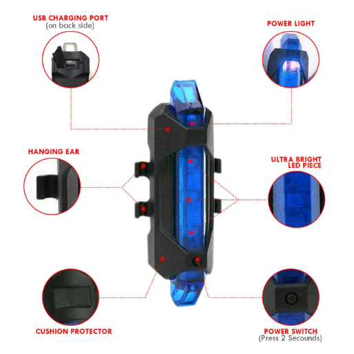 LED Bike Bicycle Tail Rear Light USB Rechargeable Warning Signal Lamp Waterproof Car（HS84)）