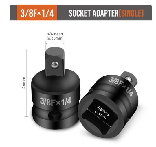 Impact Socket Adaptor Increaser Reducer Convertor 6 in 1 Tool Kit
