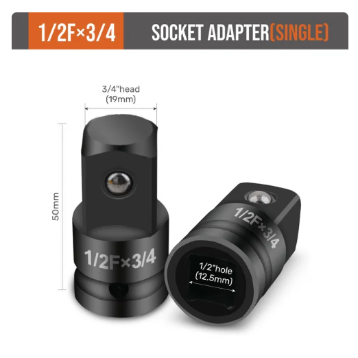 Impact Socket Adaptor Increaser Reducer Convertor 6 in 1 Tool Kit