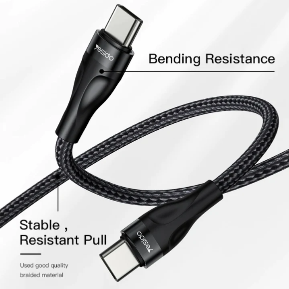 30cm Yesido CA83 45W Max Fast Charging Cord Type C to Type C Braided Data Cable