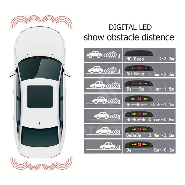 Car Reverse Sensor Backup Parking Reversing Radar Kit w/ 4 Sensors Buzzer Alarm For Car Pros
