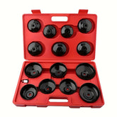 15pcs Oil Filter Wrench Set W/Case Automotive Tools