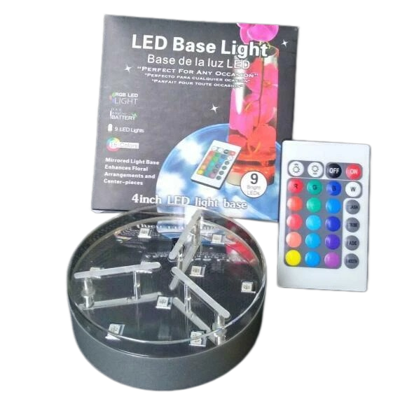 4 Inch RGB 9 LED Light 3AA Battery Powered Pedestal Base Party Effects ...