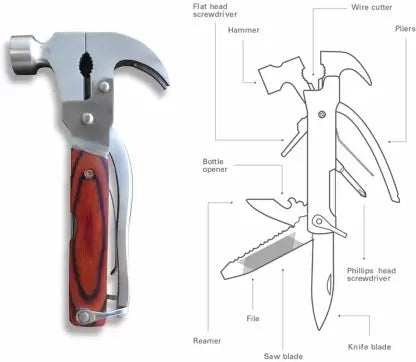 Portable Pocket Size Multitool 12 in 1 Hammer Tools