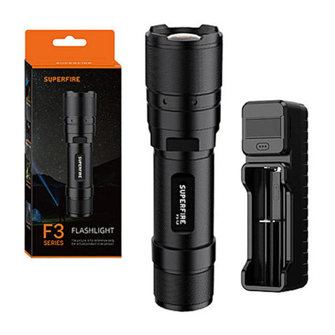 SUPERFIRE F3 Torch (RS21) 7W Flashlight Rechargeable Zoom Handheld Portable