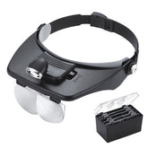 LED 4 Lens 81001-A Head Mounted Magnifying Glass QS211 DIY & Home Tools