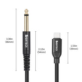 2m USB C to 6.35mm TS Audio Cable Type-c To 6.35mm Mono For Guitar/Bass AV Cables