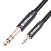EVERTECH 3.5mm to 6.35mm Stereo 6.5mm 1/4 inch Amplifier Guitar Fabric AV Cables