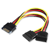20cm Sata 15-pin Male to Dual Sata Female Cable for Hard Drive PC Accessories