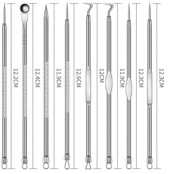 8PCS Blackhead Remover Pimple Tool Kit Acne Extractor Tweezer Tools