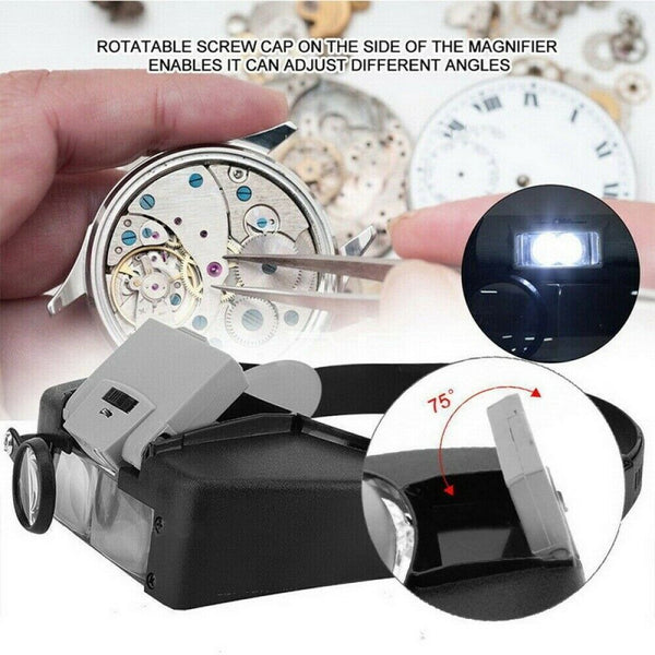 Head-Mounted Magnifying Glass W/ 2 LED Lights 81007A (QS108)