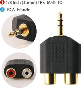 3.5mm Aux Male to 2 RCA Female Adaptor (M94)