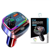 C14 Car FM Transmitter Multifunctional Quick Charging Hands free call Music