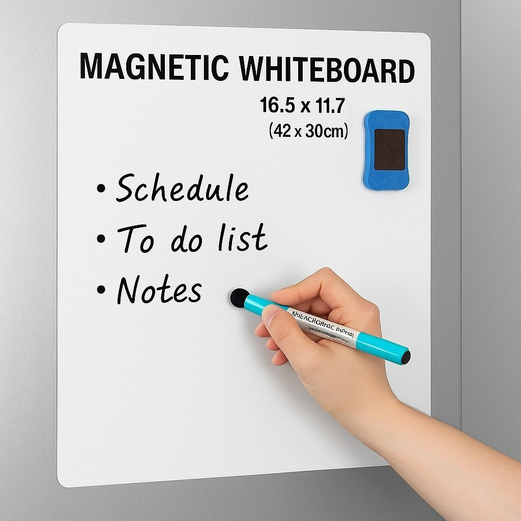 Magnetic A3 Whiteboard Sheet with 3 Pens and Eraser Set Dry Erase Board 42x30cm YS92-4 Business Pros