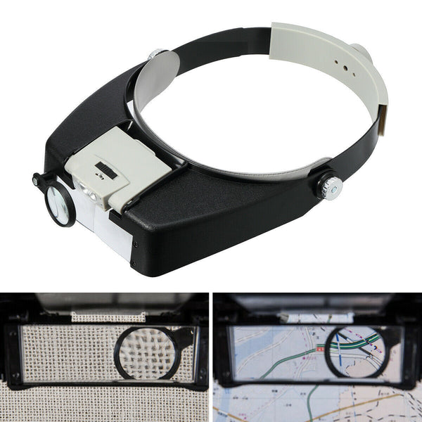 Head-Mounted Magnifying Glass W/ 2 LED Lights 81007A (QS108)