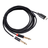 1m USB C Type C to Dual 6.35mm 1/4 inch mono Cable ES10 AV Cables