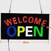 Welcome Open Led Sign 60cm x 30cm w/ 12V Power Adapter Chain Ready-Made LED Signs