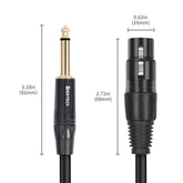 6.35mm Mono Male to XLR Female Microphone Lead 0.5M to 10M AV Cables