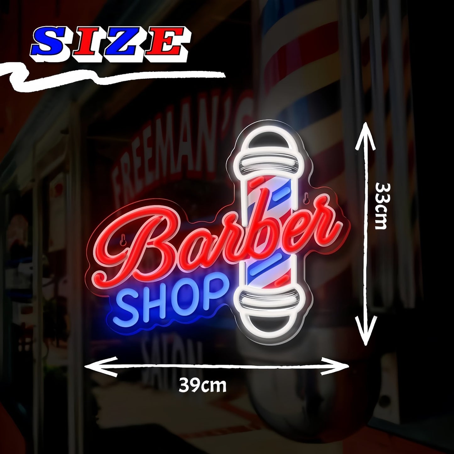 33x39cm USB Powered Barber Shop Neon Sign LED Sign for Hair Salons & Barbershop