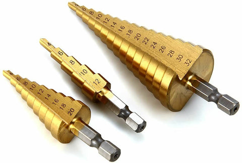 3 Piece Straight Step Drill Bit (FS17) 4-12 20 32mm Tools Set