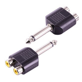 6.35mm 1/4 Inch Mono Male to Dual RCA Female Splitter Adapter 6.35 Mono to 2RCA AV Adapters