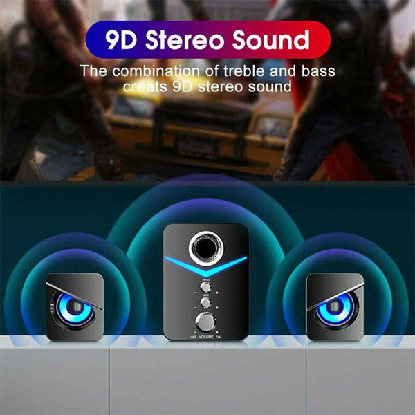 Desktop Computer LED Speakers Gaming Bass USB Wired For PC Pros (SS14)